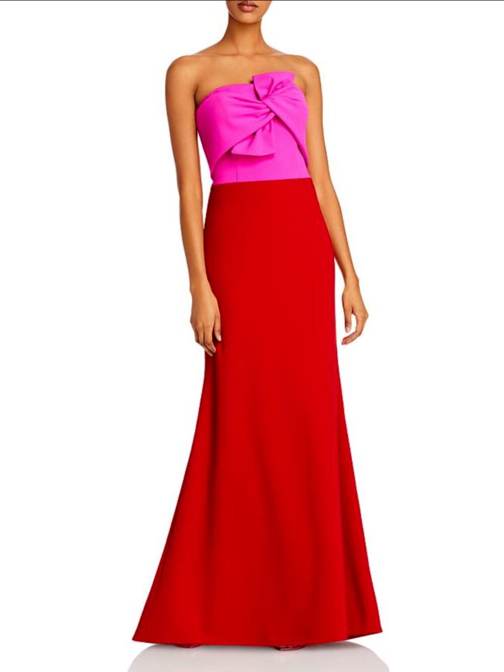 AQUA Color-Blocked Bow-Front Gown
